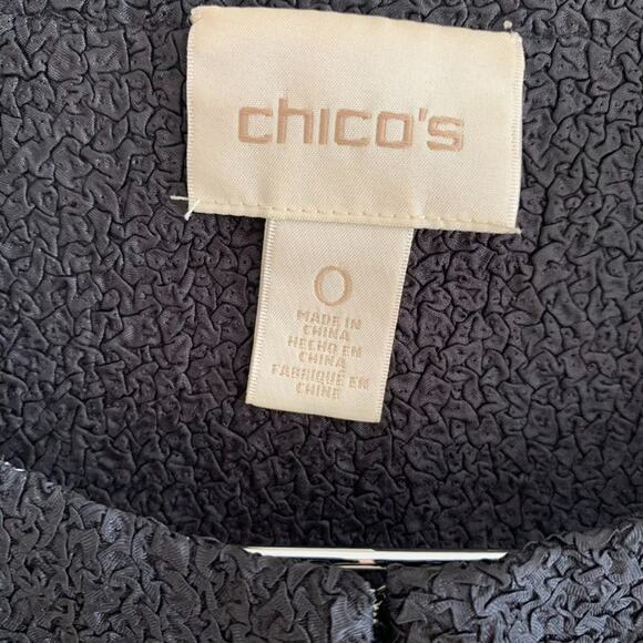 Chico's Womens Sz S Black White Basket Weave Open Front Longer Jacket - Picture 6 of 8